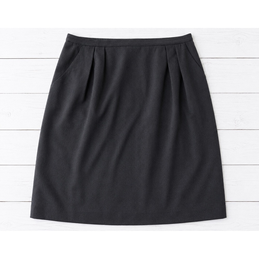 Jones New York Black Pleated Front Knee Length Skirt Plus Size 18W Pockets Work